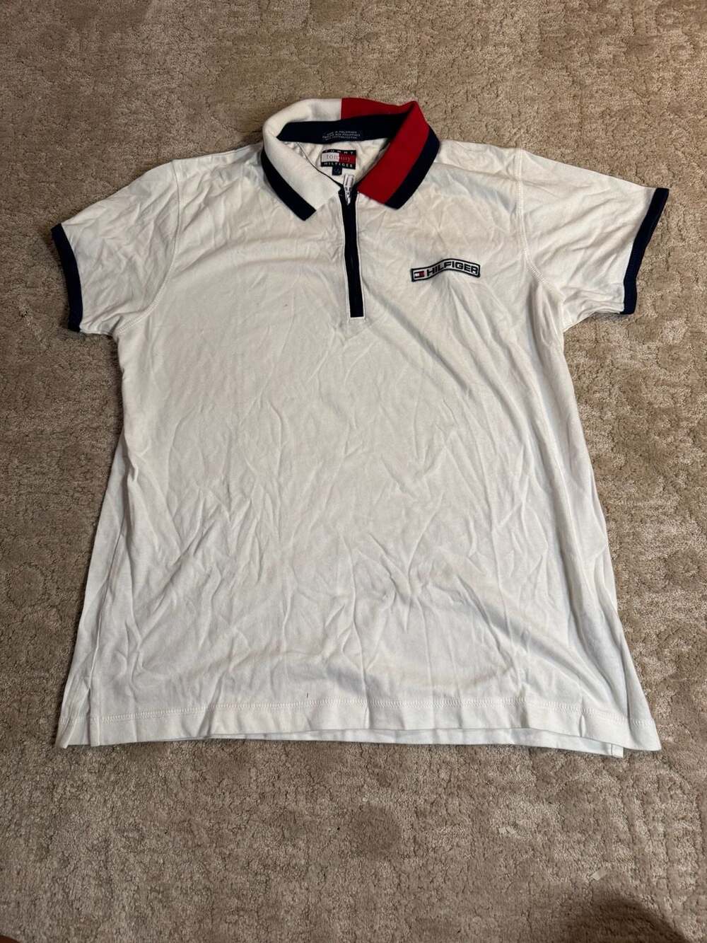 Vintage 90s Tommy Hilfiger Red White and Blue Polo